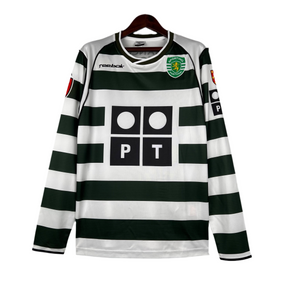 Camisa Manga Longa Retro Sporting I 2002/2003 - Verde e Branco