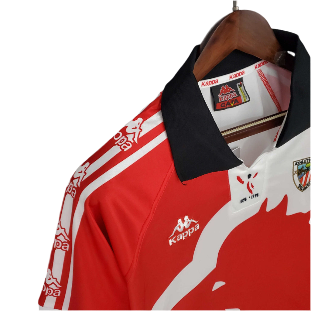 Camisa Athletic Bilbao Retrô 1997/1998 - Vermelha e Branca