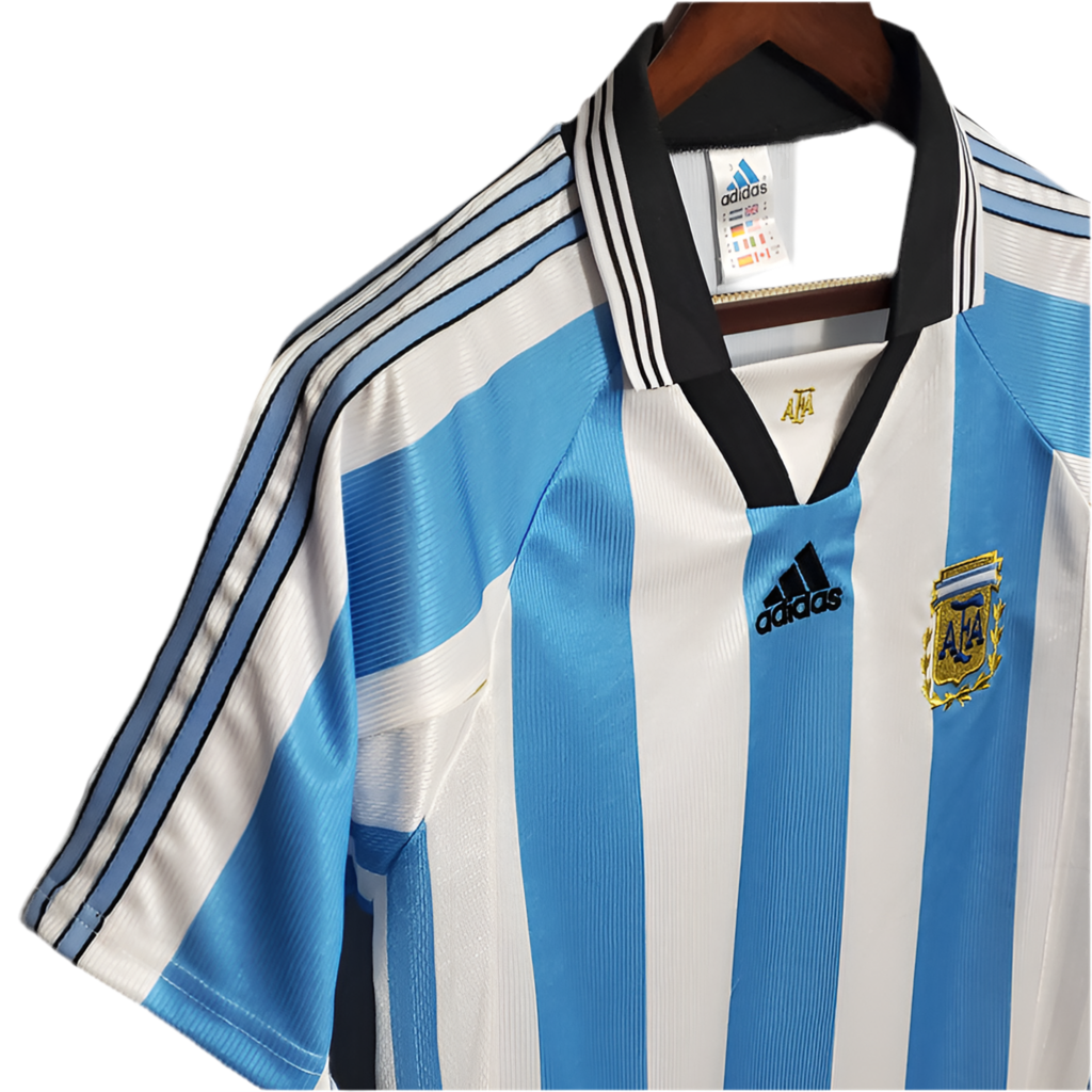 Camisa Seleção Argentina Retrô 1998 Azul e Branca -
