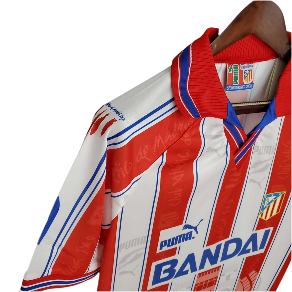 Camisa Atlético de Madrid Retrô 1996/1997 Branca e Vermelha -