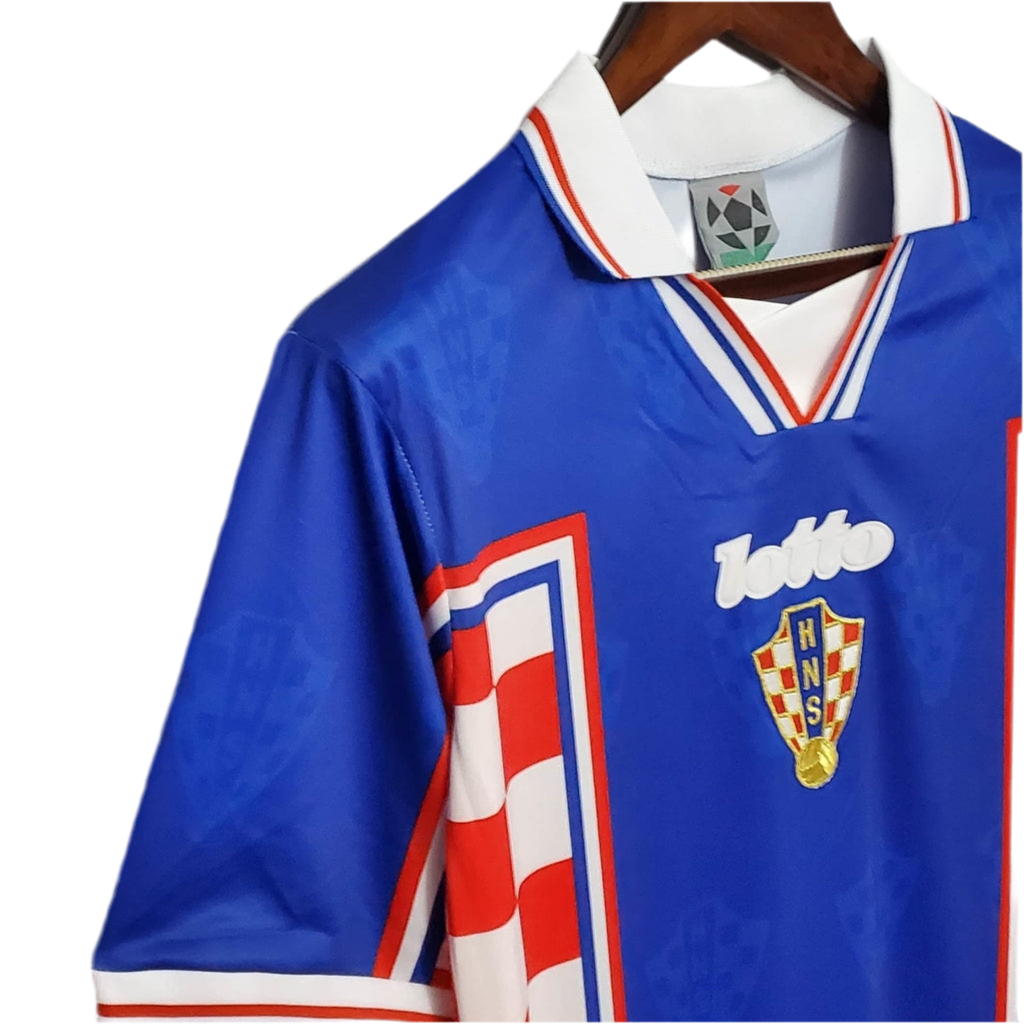 Camisa Croácia Retrô 1998 Azul, Vermelha e Branca - Lotto