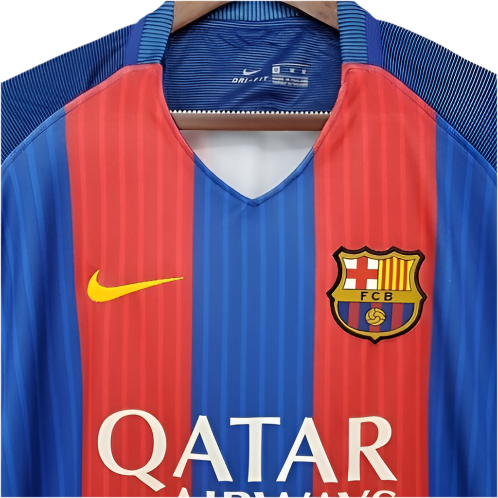 Camisa Barcelona Retrô 2016/2017 Azul e Vermelha -