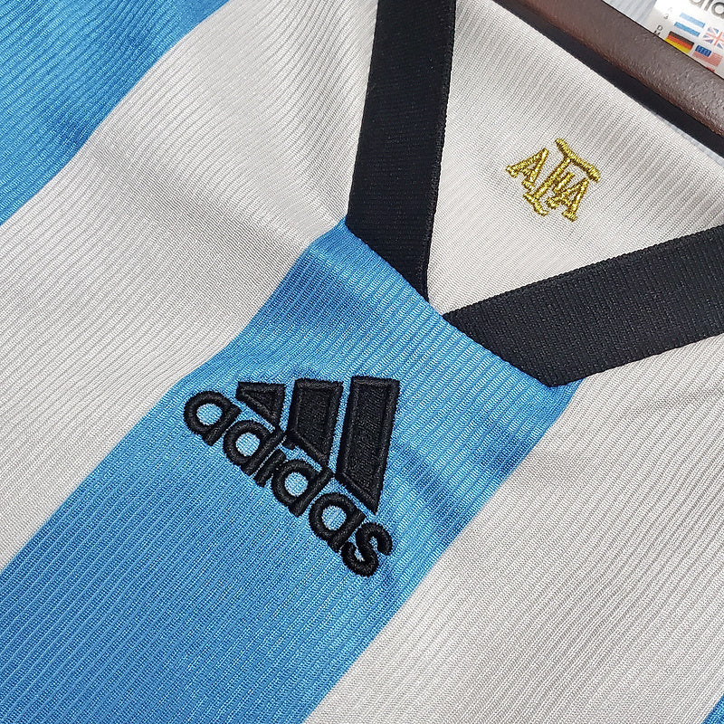 Camisa Seleção Argentina Retrô 1998 Azul e Branca -