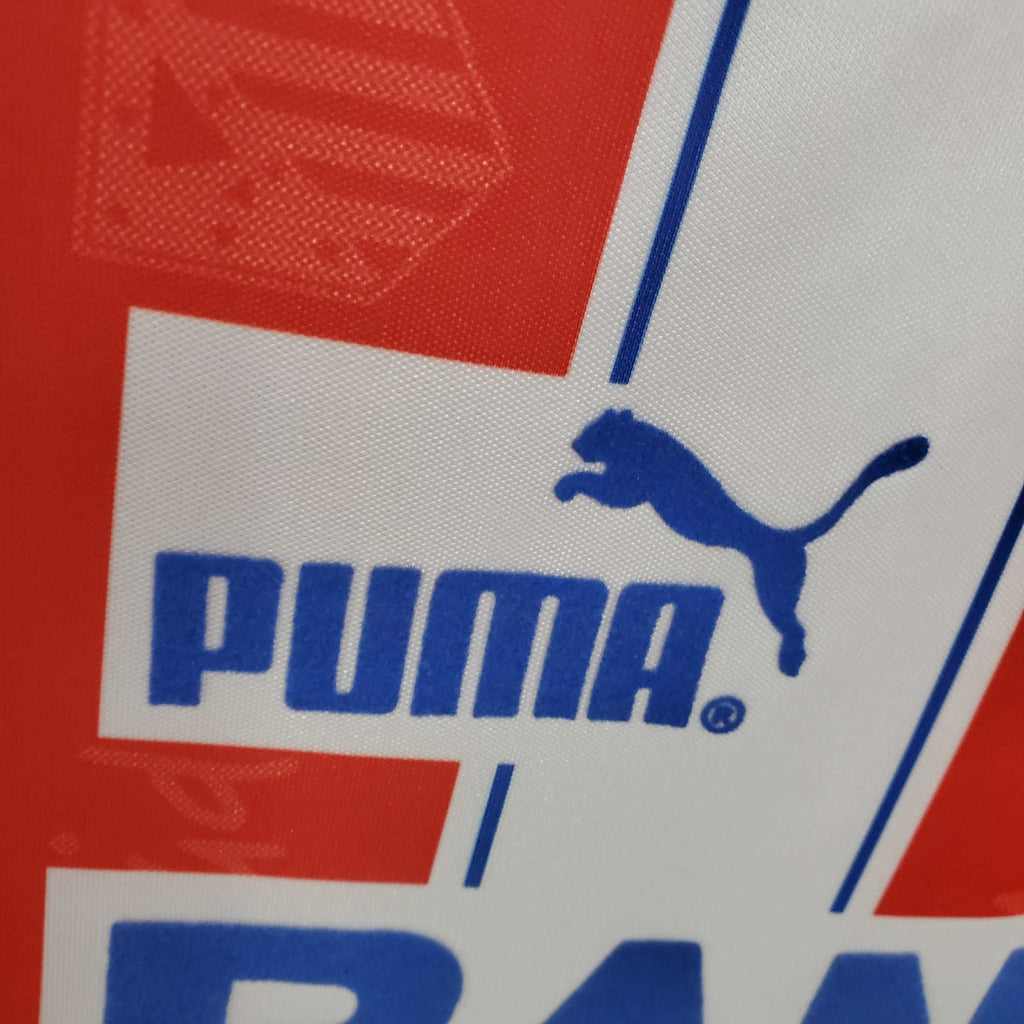 Camisa Atlético de Madrid Retrô 1996/1997 Branca e Vermelha -