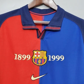 Camisa Barcelona 100 Anos Retrô 1999 - Azul e Grená