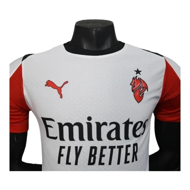Camisa AC Milan II 25/26 - Jogador Puma Masculina - Branca com detalhes em vermelho e preto
